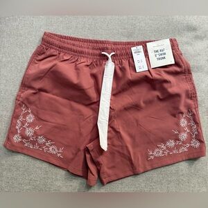 Abercrombie and Fitch 5” Relaxed Stretch Embroidered Floral Swim Trunks